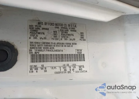 2003 Ford Expedition Eddie Bauer из США, поврежденный, VIN 1FMRU17W43LA82616